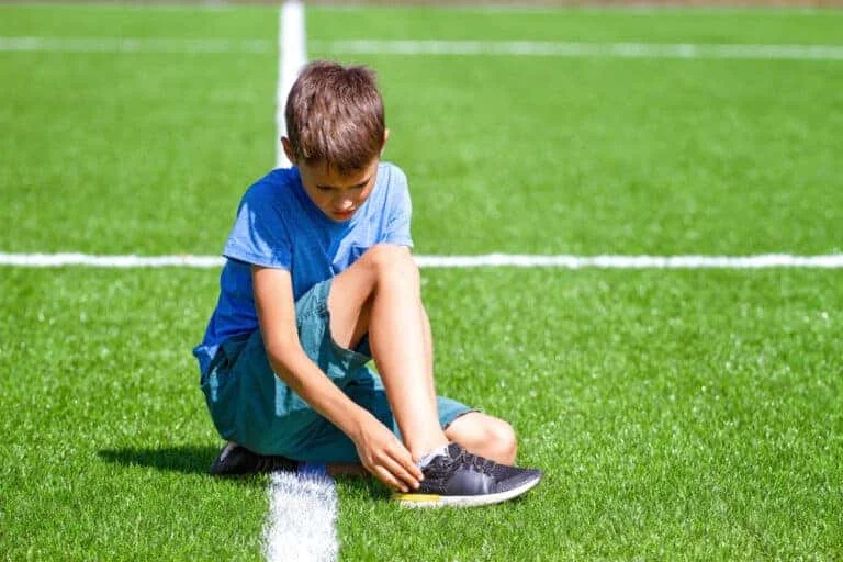 Young boy with a foot injury being cared for in Bridgewater NJ